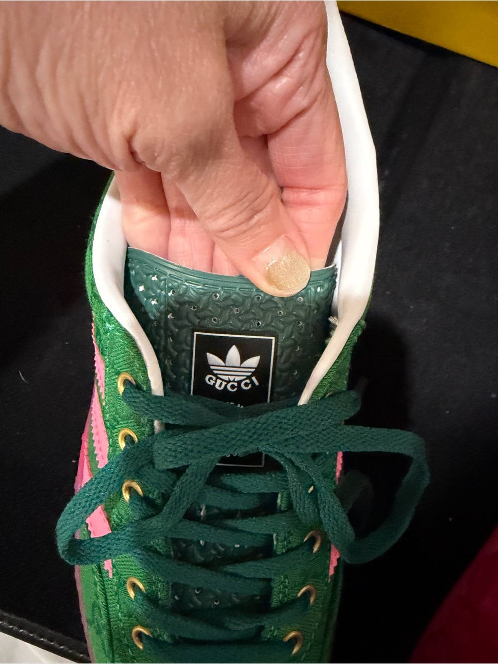 Adidas x Gucci Gazelle Green GG Monogram' sneakers featuring green canvas upper - Picture 6 of 11